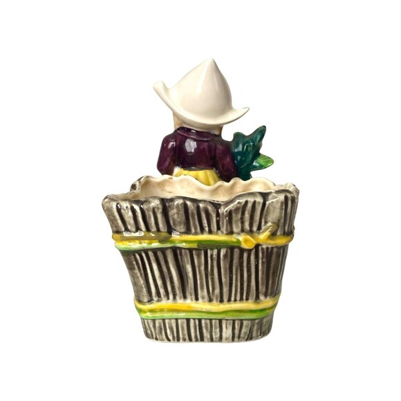 VTG Napco Dutch Girl Planter Figurine w/ Basket 5.5" Ceramic Japan Flowers - Picture 5 of 8